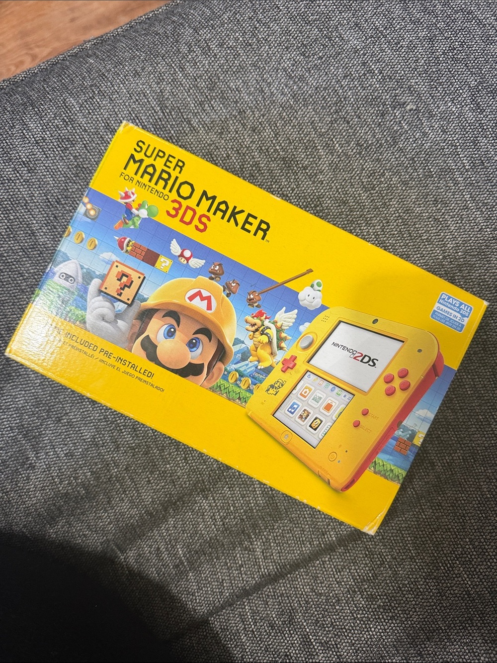 Nintendo 2DS Super Mario Maker Themed Handheld in Yellow with Red Accents